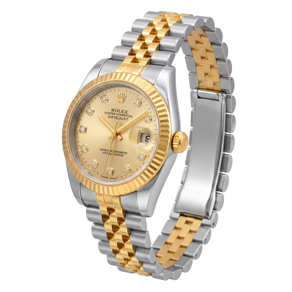 Rolex Two-Tone Watch with Champagne Dial & Date
