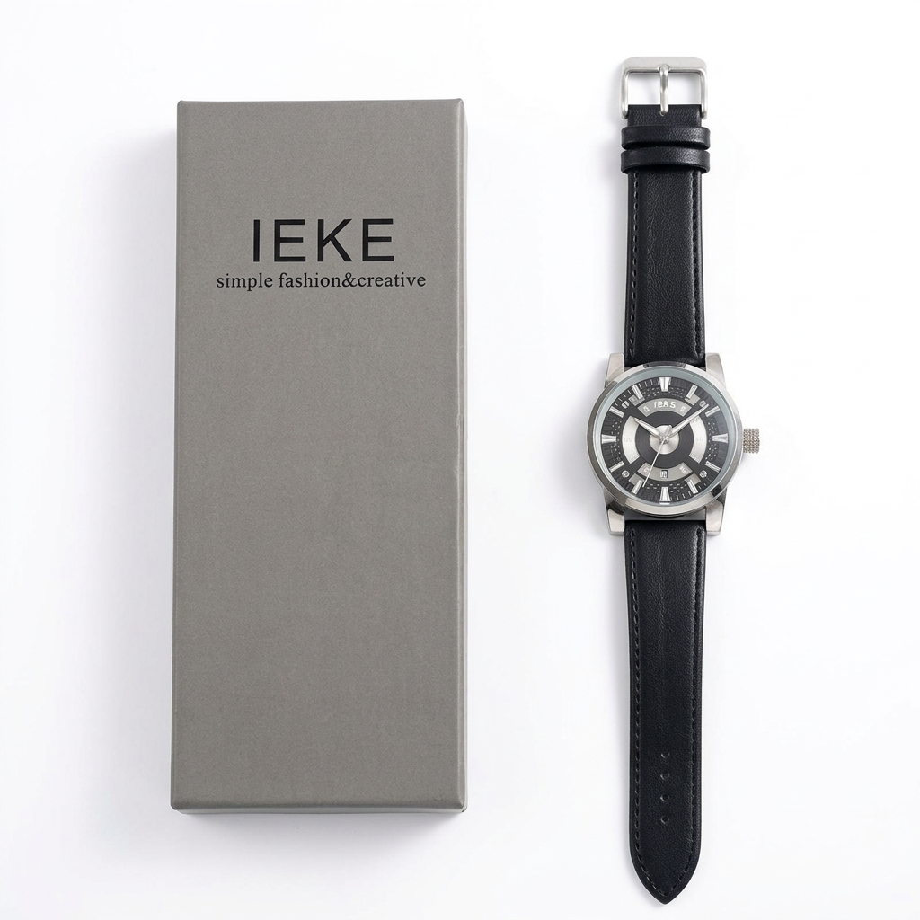 Watch with presentation box on white background